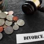 Change on a countertop with divorce label and gavel_s