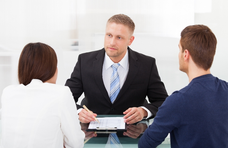 couple is consulting with lawyer